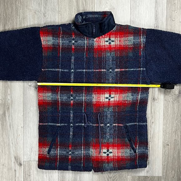 Weekend Edition Vintage Plaid Multicolour Small Zip Up Fleece Jacket - Picture 5 of 7